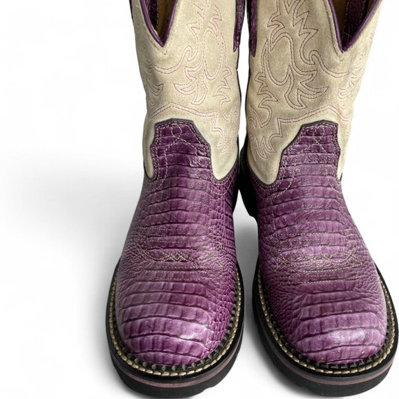 Ariat Leather Purple Ivory Fatbaby Western Cowgirl Cowboy Boots Women's 7.5 B - Picture 4 of 12